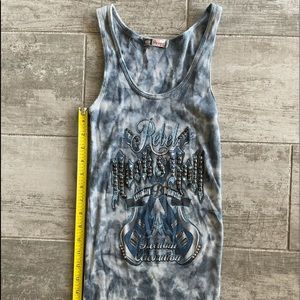 Vintage Bejeweled tie dye Rebel Rock & Roll tank